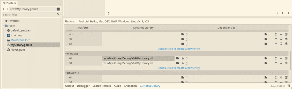 Adding platform specific library file